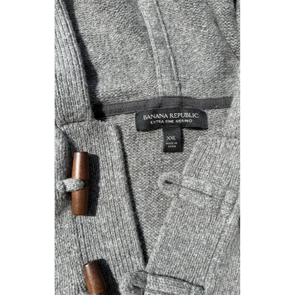 Men's Banana Republic Sweater Gray Solid 2XL Toggle Professor Fisherman Cardigan